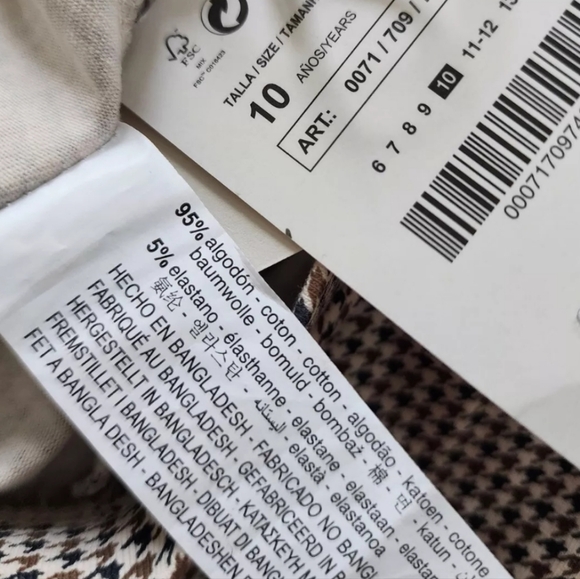 ZARA BROWN HERRINGBONE GIRLS COTTON LEGGINGS 10Y 10T NWT - Picture 6 of 6